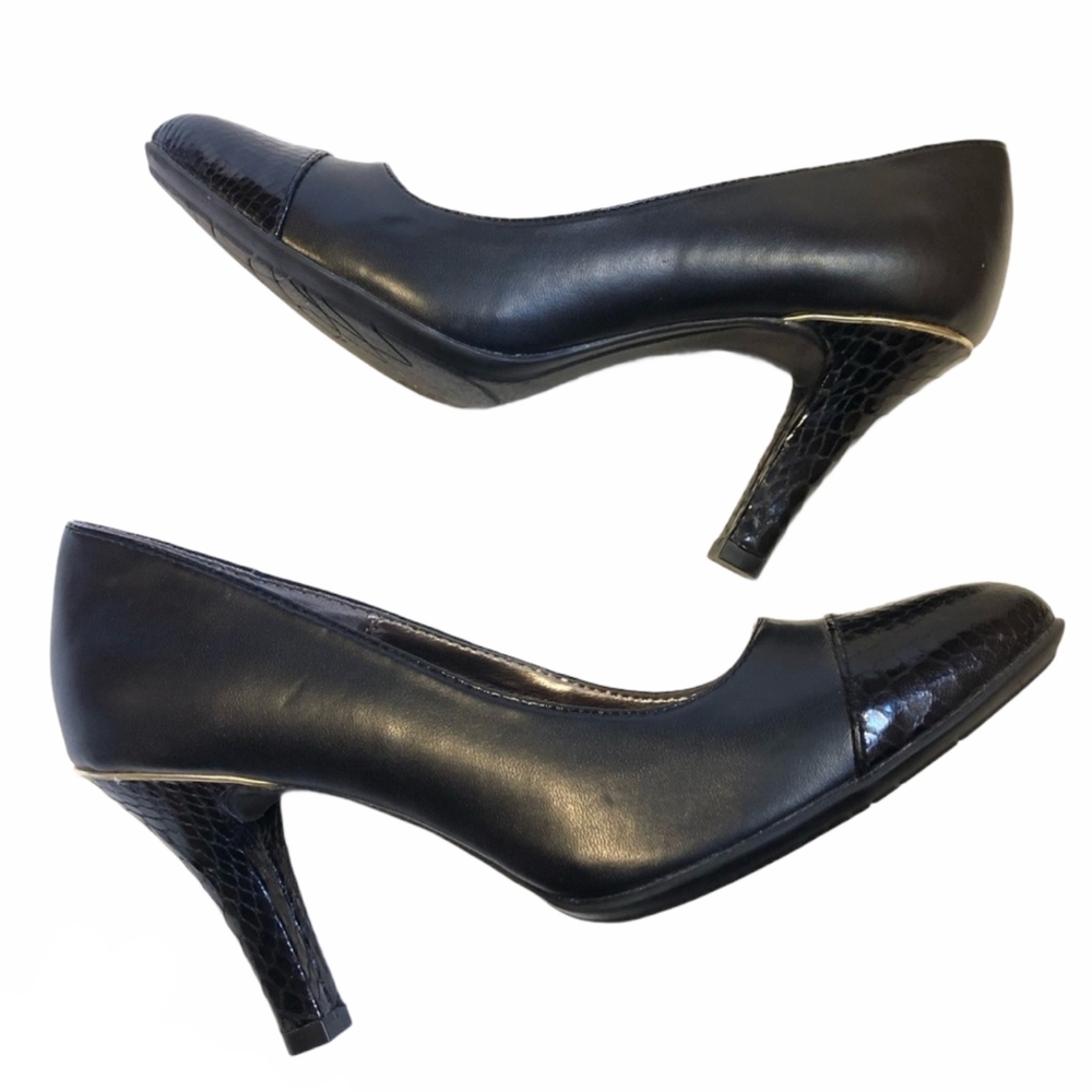 Solesenseability High Heel Cap Toe Snakeskin Textured Animal Print Amanda Heels
